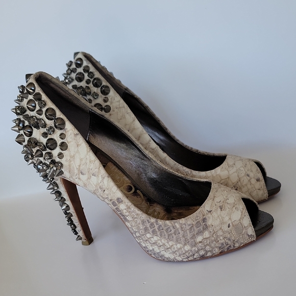 Sam Edelman Snake Print Studded Heels - Picture 7 of 7